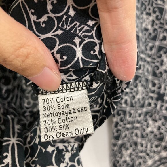 Lolita Jaca St Barth Medium Black White Abstract Artsy Tie Front Button Down - Picture 6 of 8